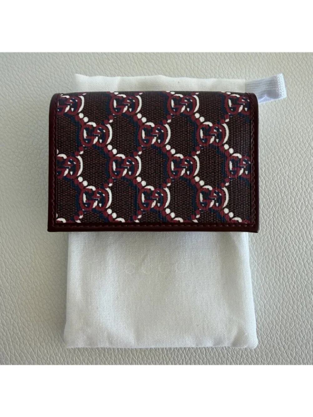 NEW Gucci Card Case Wallet GG Shadow Print Dark Red 795044 FADM0 6242 - Picture 4 of 8